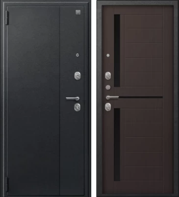 Дверь A-01 черный сатин - лиственница тёмная